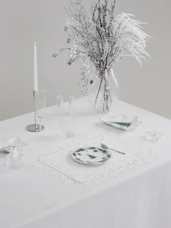 Салфетка под приборы, 30х45 см, с кружевом, полиэстер, белая, Звезды, Stars framed, image-4