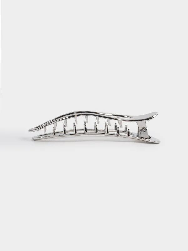 Заколка для волос, 10 см, металл, серебристая, Hair silver, image-2