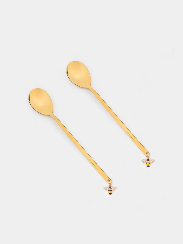 Ложка десертная, 14 см, 2 шт, сталь, золотистая, Пчела, Honey, image-1
