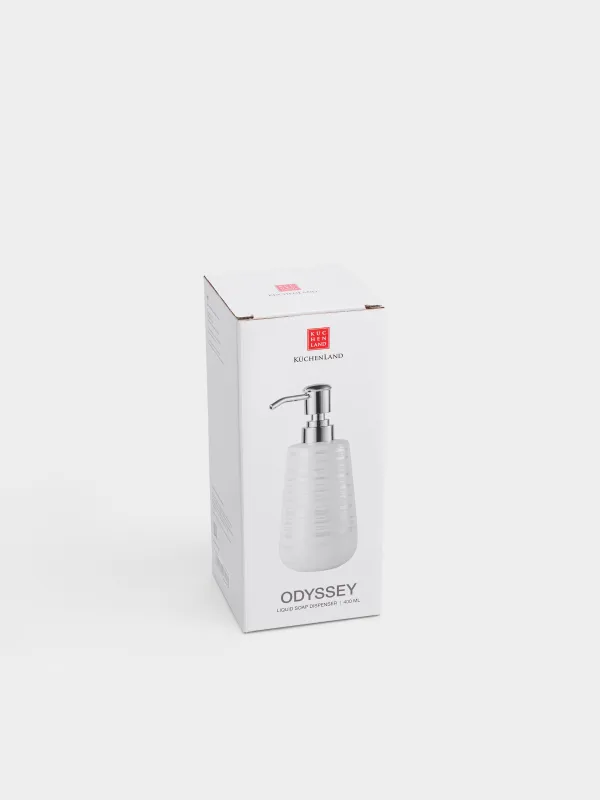 Диспенсер для жидкого мыла, 400 мл, керамика/металл, белый, перламутр, Odyssey, image-3