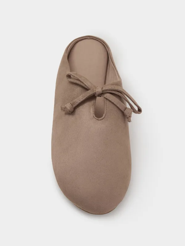 Мюли из экозамшы с завязками, Suede, image-2