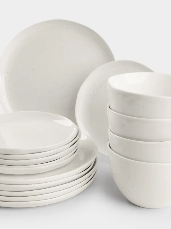 Сервиз обеденный, 6 перс, 18 пр, фарфор N, молочный, Точки, Boho, image-1