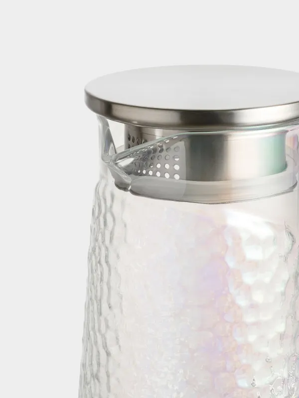 Кувшин, 1,2 л, с крышкой-фильтром, стекло Б/сталь, перламутр, Ripply polar, image-4