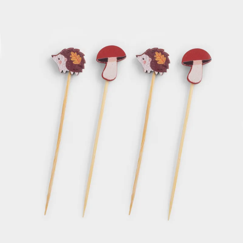 Шпажка для канапе, 9 см, 20 шт, бамбук, коричневая, Еж/Гриб, Elegant details