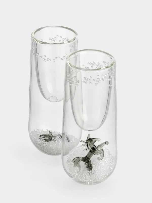 Бокал для шампанского, 100 мл, 2 шт, стекло Б, с кристаллами внутри, Лошадь, Air decor, image-3
