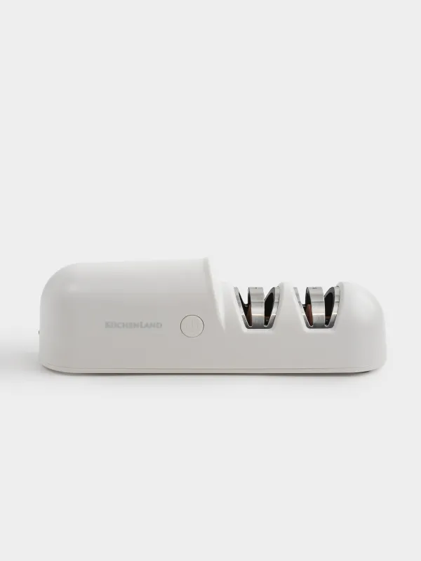 Точило для ножей, 19 см, два этапа заточки, электрическое, беспроводное, пластик/керамика, белое, Light kitchen, image-0