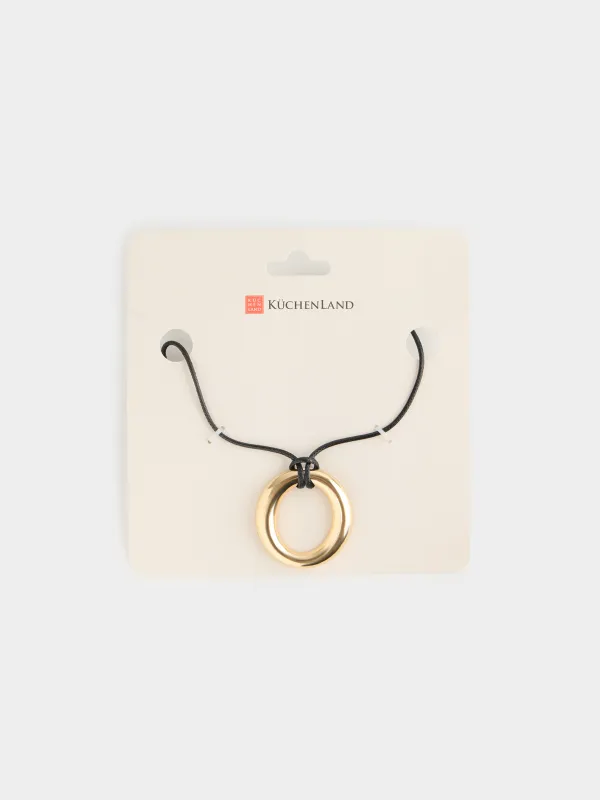 Цепочка-шнурок, 60 см, с подвеской, металл/полиэстер, золотистая, Кольцо, Jewelry, image-3