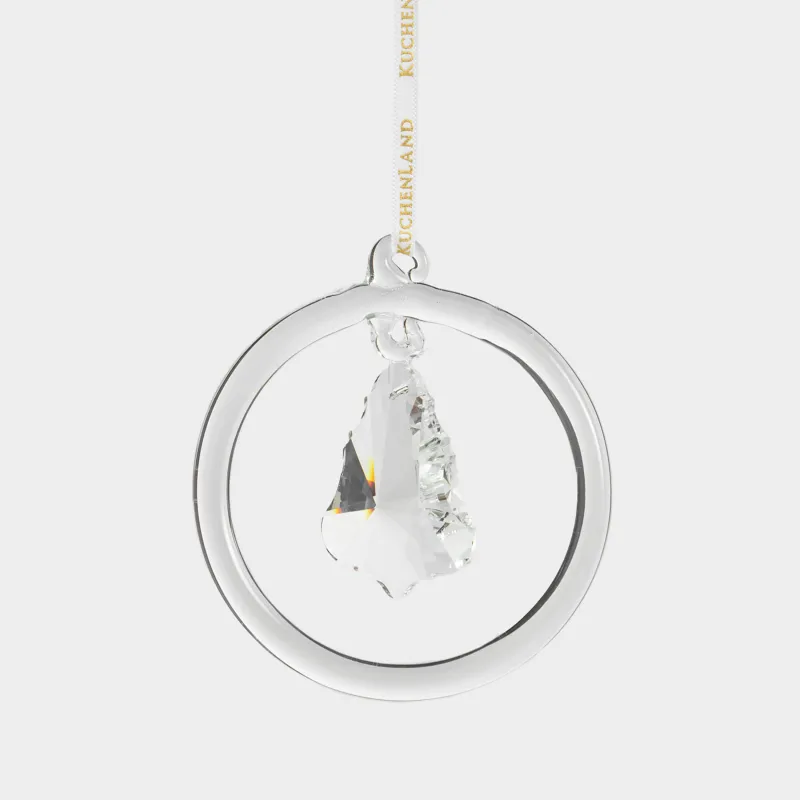 Игрушка елочная, 8 см, стекло, Кристалл в кольце, Figure crystal