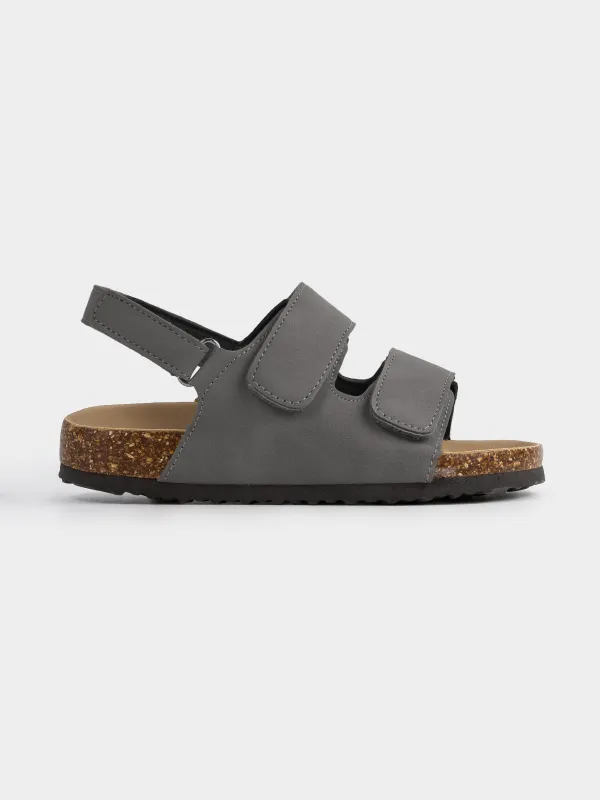 Сандалии детские, для мальчиков, на липучке, искусственная замша, серые, Suede kids, image-0