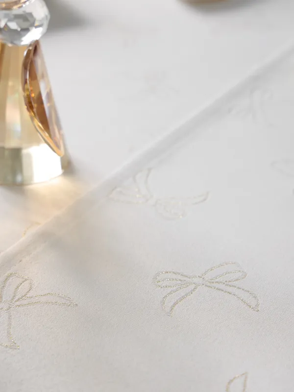 Дорожка настольная, 40х160 см, жаккард, полиэстер, молочная, Банты, Jacquard bow, image-4