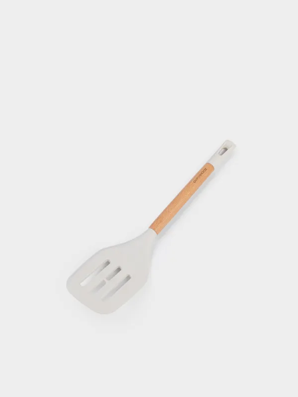 Лопатка, 34 см, с прорезями, силикон/дерево, молочная, Somerset, image-2