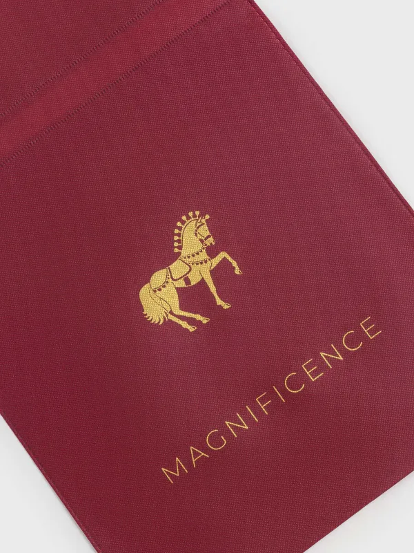 Мешок подарочный, 20х30 см, с завязками, полипропилен, бордовый, Золотистая лошадь, Ardent horse, image-1