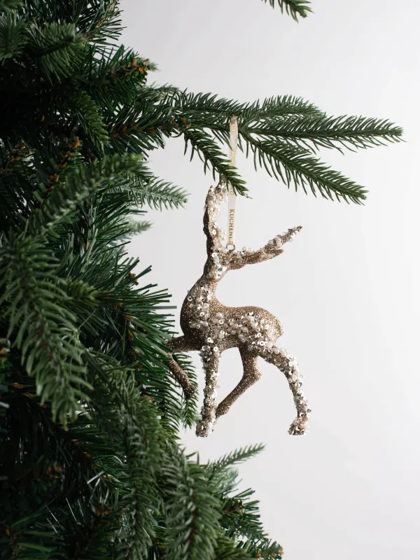 Игрушка елочная, 15 см, пенопласт/пластик, золотистая, Олень, Figure sparkle, image-4