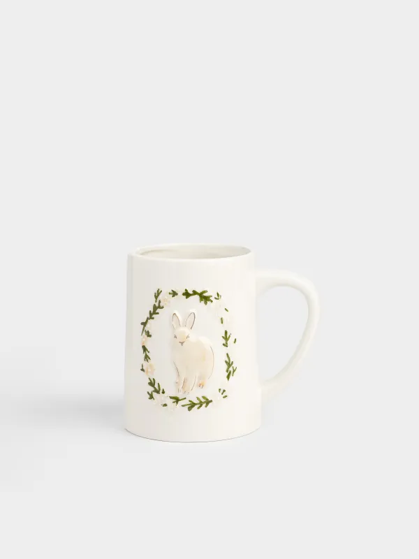 Кружка, 430 мл, керамика D, молочная, Кролик, Natural Easter, image-0
