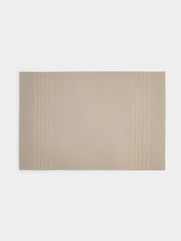 Салфетка под приборы, 30х45 см, ПВХ/полиэстер, прямоугольная, песочная, Золотистые линии, Solid, image-0