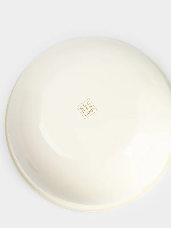 Миска, 2,4 л, металл эмалированный, молочная, с золотистым кантом, Домик, Enamel, image-3