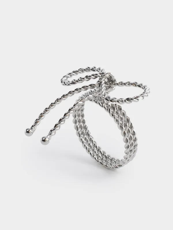 Кольцо для салфеток, 7 см, металл, серебристое, Бант, Bow silver, image-0