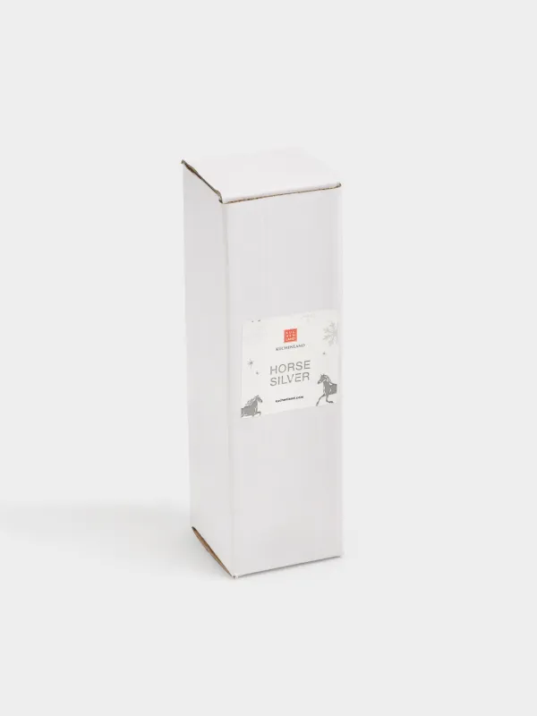 Подсвечник, 19 см, для тонкой свечи, на ножке, металл, серебристый, Конь, Horse silver, image-4