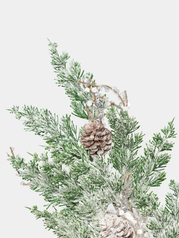 Ветка декоративная, 75 см, Заснеженная хвоя, Snowy decor, image-1