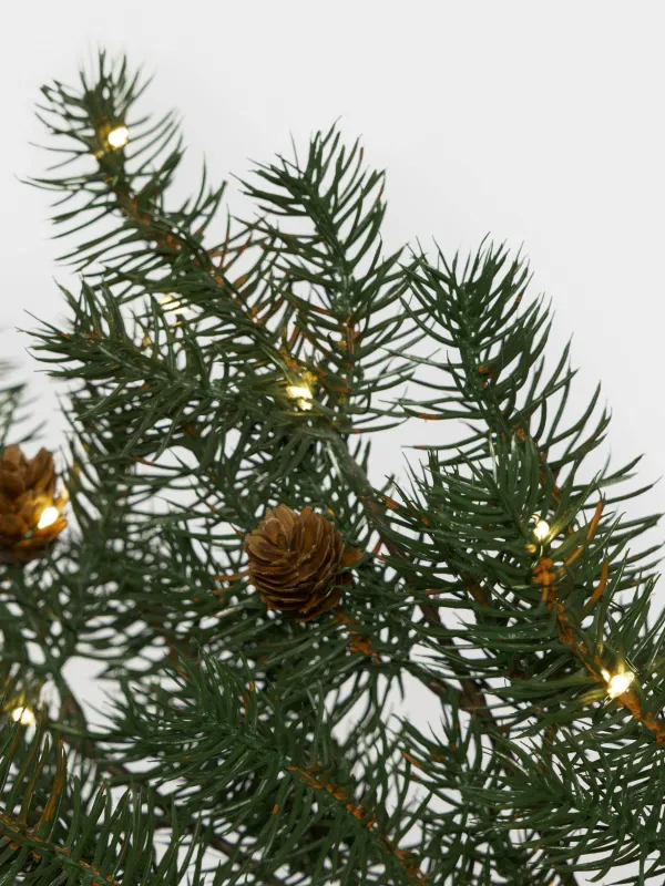 Ветка декоративная, 90 см, с подсветкой, Хвоя с шишками, Conifer decor, image-1