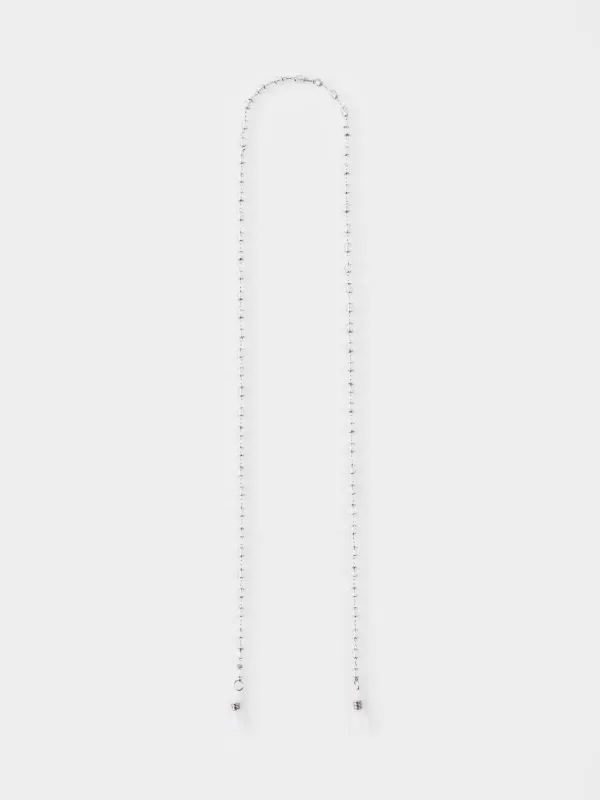 Цепочка для очков, 65 см, металл, серебристая, Бусины, Baroque, image-0