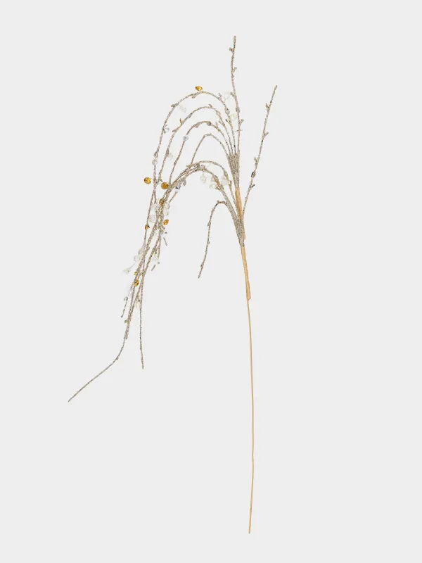 Ветка декоративная, 72 см, пластик/акрил, Серебристо-золотистые кристаллы, Crystal decor, image-0