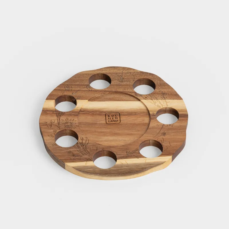 Блюдо пасхальное, 23x22 см, 7 отд, с местом для кулича, дерево, Цветы, Noble tree