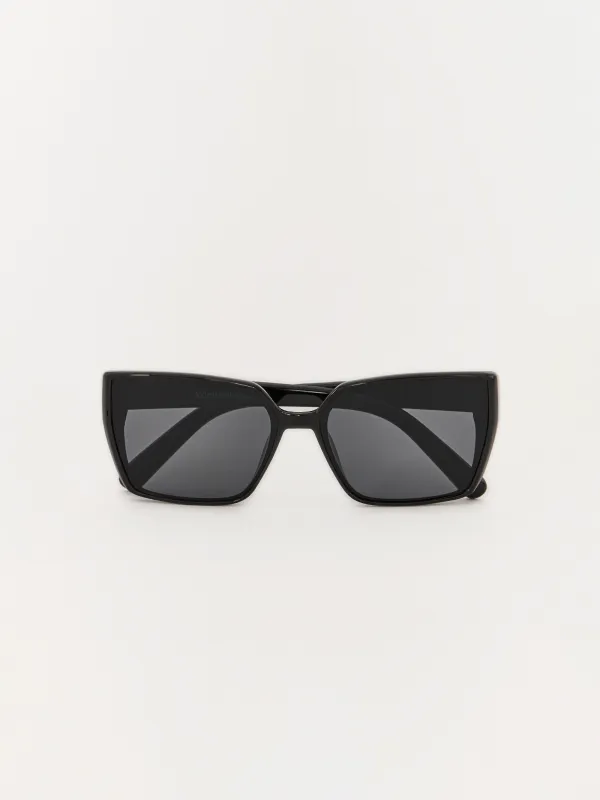 Очки солнцезащитные, пластик, квадратные, черные, Geometric, image-0