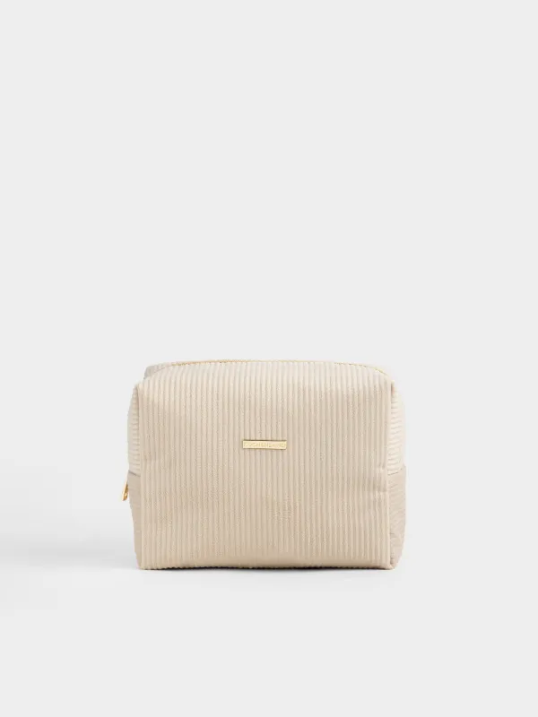Косметичка, 21х15 см, в рубчик, бархат, бежевая, Moire, image-0