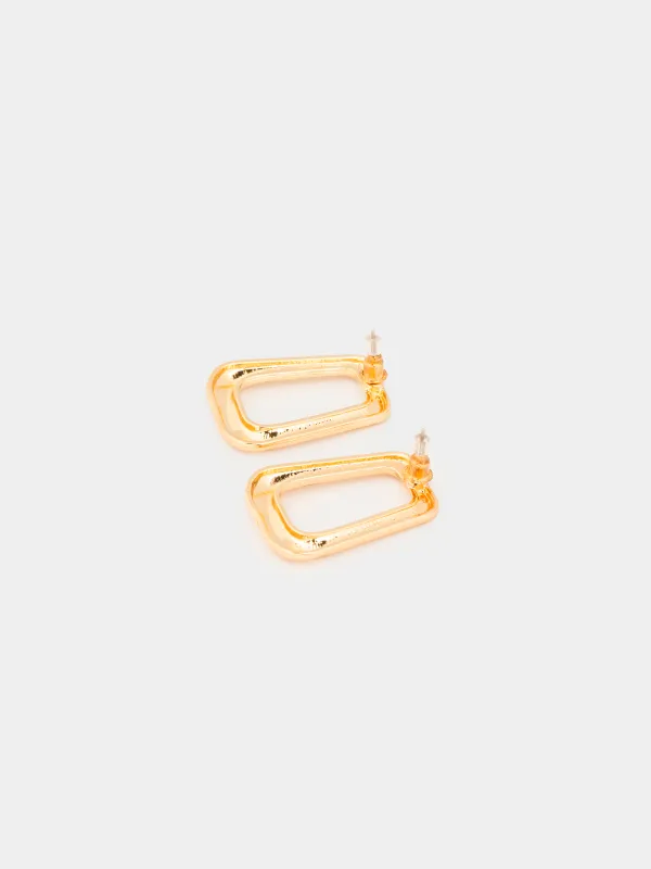 Серьги-пусеты, 3 см, 2 шт, металл, золотистые, Геометрия, Jewelry, image-1