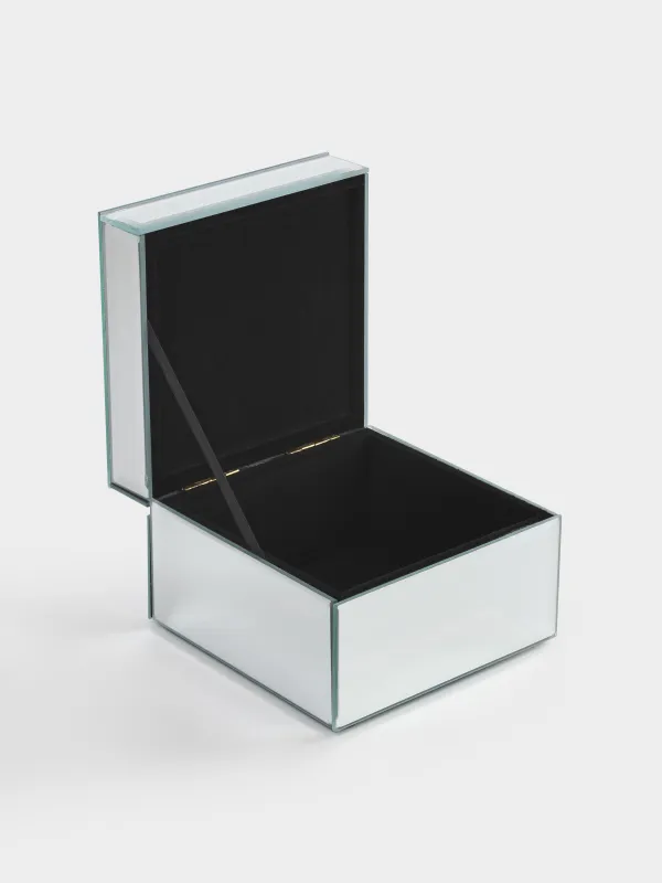 Шкатулка для украшений, 12х12 см, стекло, зеркальная, Сухоцветы, Glossy, image-2
