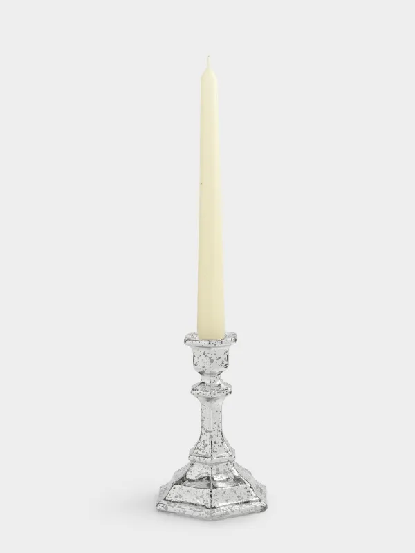 Подсвечник, 14 см, для тонкой свечи, на ножке, стекло, серебристый, Patina, image-3