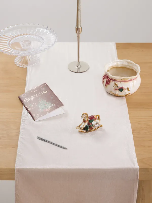 Дорожка настольная, 40х160 см, бархат, бежевая, Winter Antarctica, image-3