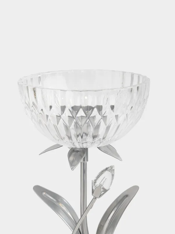 Подсвечник, 26 см, для чайной свечи, стекло/металл, серебристый, Цветок, Fantastic flowers, image-2
