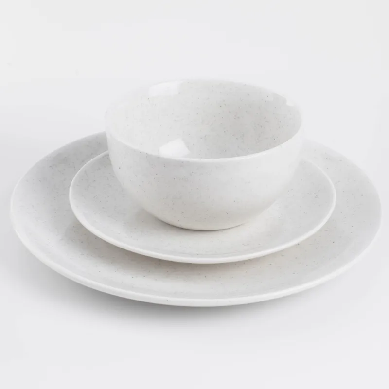 Сервиз обеденный, 6 перс, 18 пр, фарфор P, молочный, в крапинку, Latio, image-3