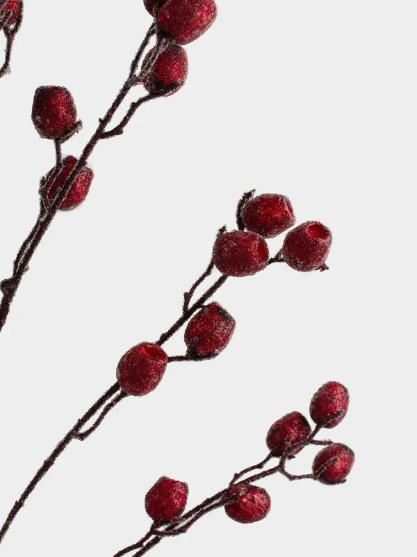 Ветка декоративная, 70 см, пенопласт, Красные ягоды, Red berry, image-2
