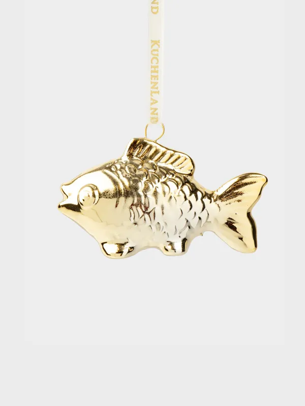Игрушка елочная, 7 см, фарфор P, золотистая, Рыбка, Figure christmas, image-0
