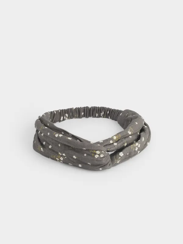 Повязка для волос, 23 см, полиэстер, коричневая, Цветы, Hairstyle, image-1