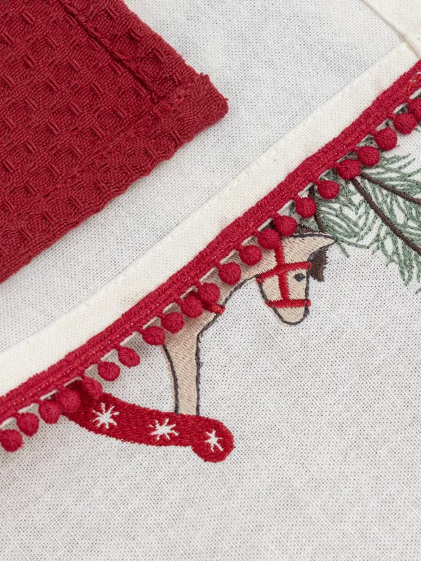 Полотенце кухонное, 40х60 см, 2 шт, хлопок, молочное/красное, Лошадка, Christmas traditions, image-4