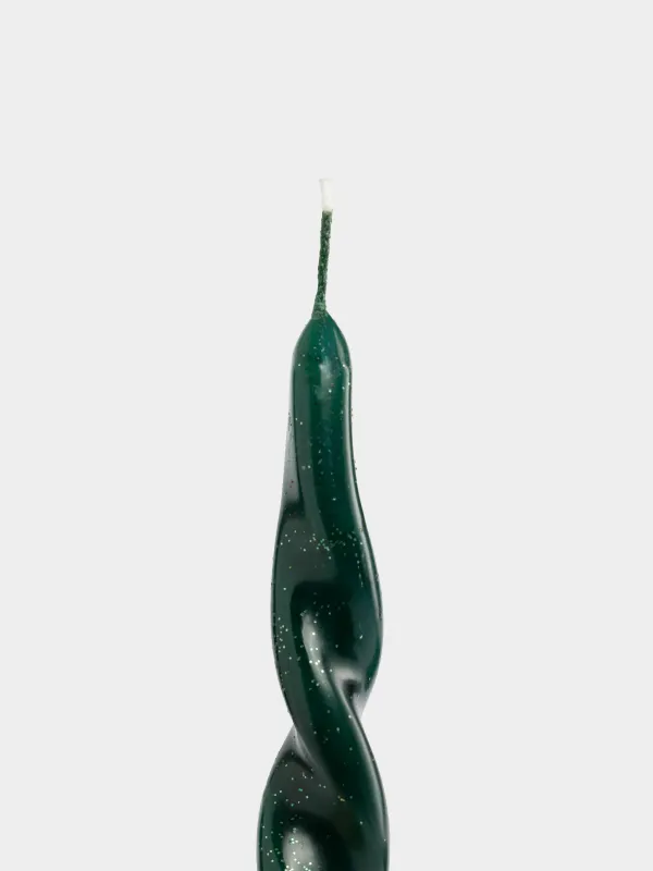 Свеча, 25 см, тонкая, с блестками, Спираль, Spiral shape, image-1