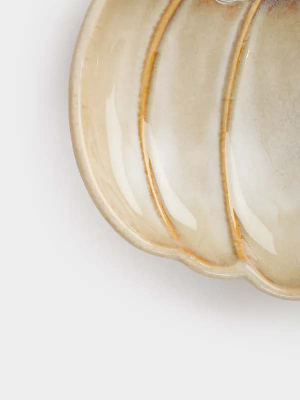 Блюдо, 16х15х4 см, керамика R, молочно-коричневое, Тыква с листом, Pumpkin velir, image-3