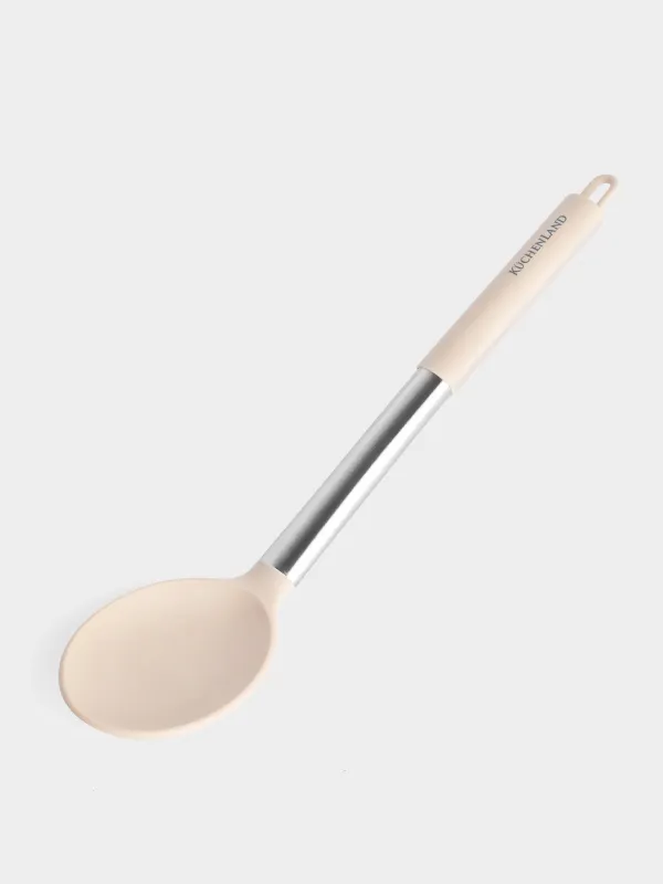 Ложка сервировочная, 34 см, силикон/сталь, серо-бежевая, Metallic, image-2