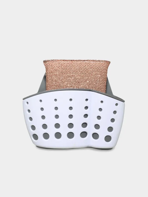 Держатель для кухонной губки, 12х8/23 см, подвесной, пластик/резина, серый, Круги, Keeping, image-4