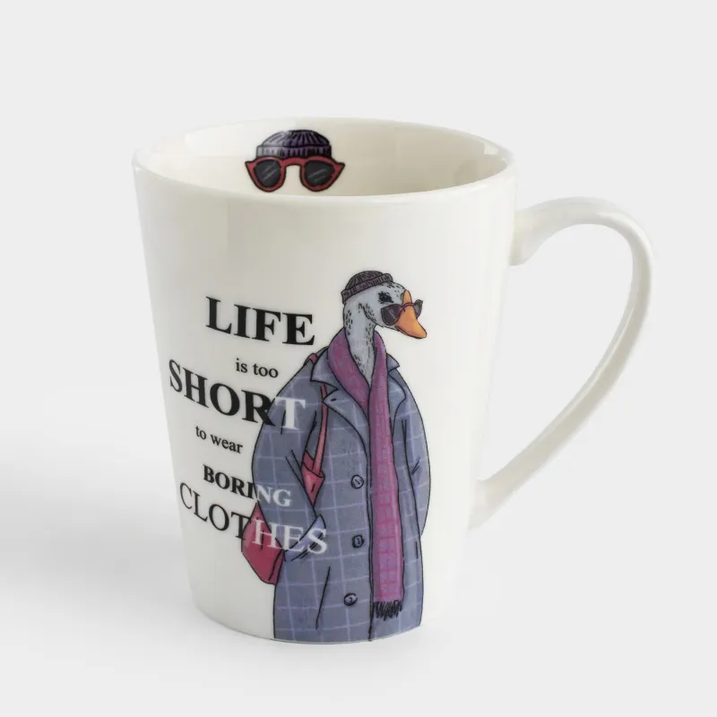 Кружка, 420 мл, фарфор N, белая, Гусь в пальто, Goose