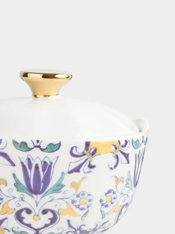 Сахарница, 10 см, 160 мл, фарфор N, бело-золотистая, Кинцуги, Revival, image-1