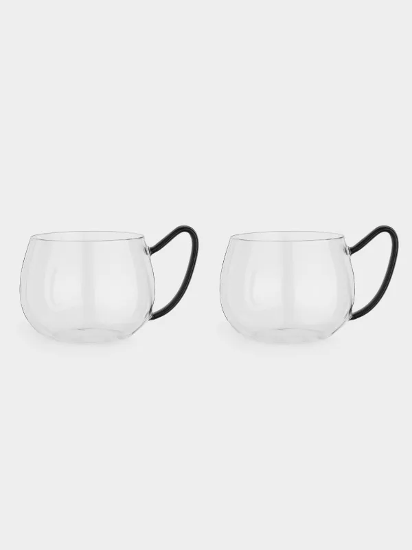 Кружка, 400 мл, 2 шт, стекло Б, черная ручка, Affogato, image-0