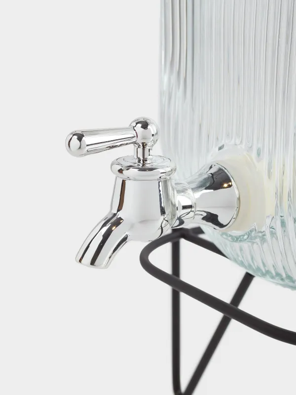 Диспенсер для напитков, 4 л, на подставке, стекло Р/металл, черный, Ribby, image-3