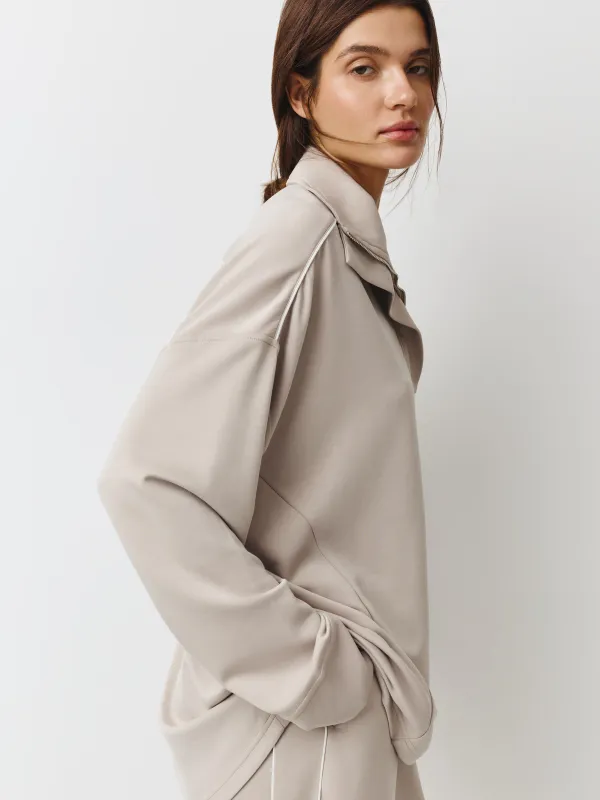 Толстовка женская, р. S, с кнопками, модал/полиэстер/спандекс, бежевая, Alice, image-2