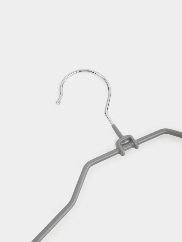 Вешалка-плечики, 44 см, с зажимами для брюк/юбок, металл с покрытием, серая, Colorful house, image-1