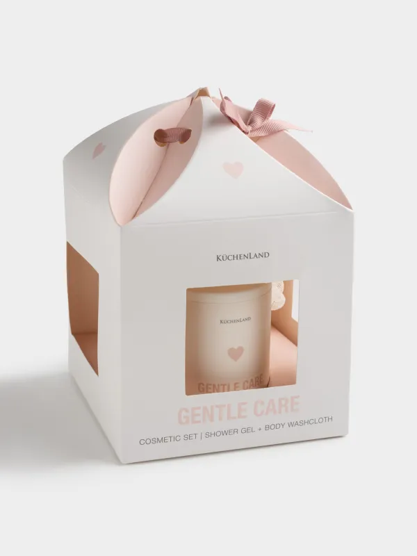 Набор косметический, 2 пр, гель для душа/мочалка для мытья тела, White tea, Gentle care, image-3